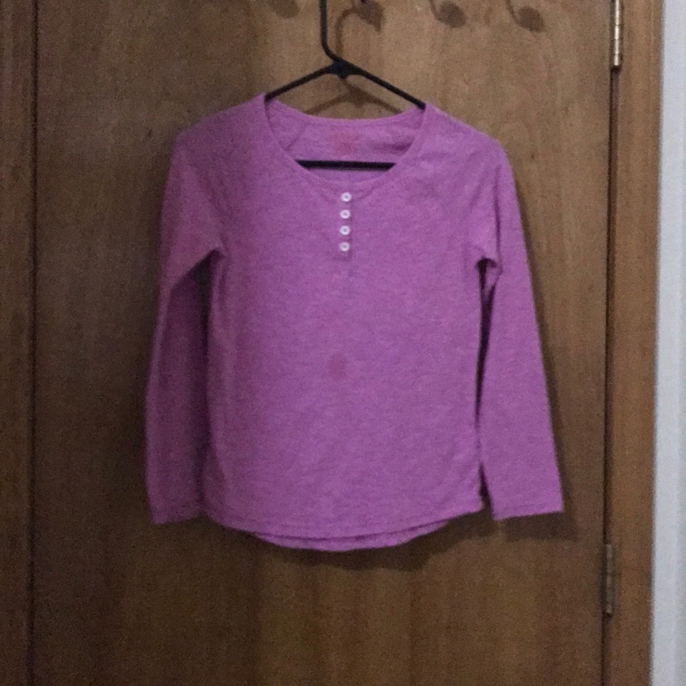 Purple long sleeve shirt with tiny stain